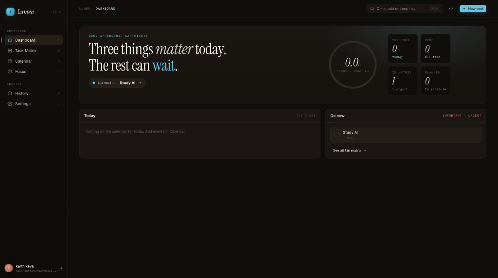 Lumen — Keyboard-First Productivity & Focus Workspace